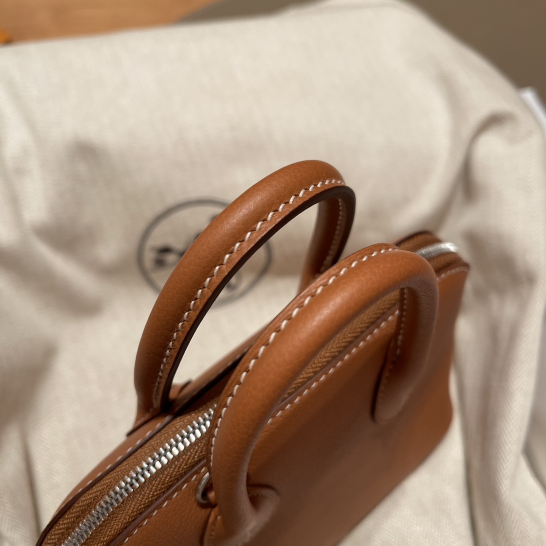 에르메스 미니 볼리드18 골드브라운 은장 앱송